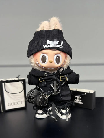 LABUBU Clothes LV Black Chic Overalls Outfit